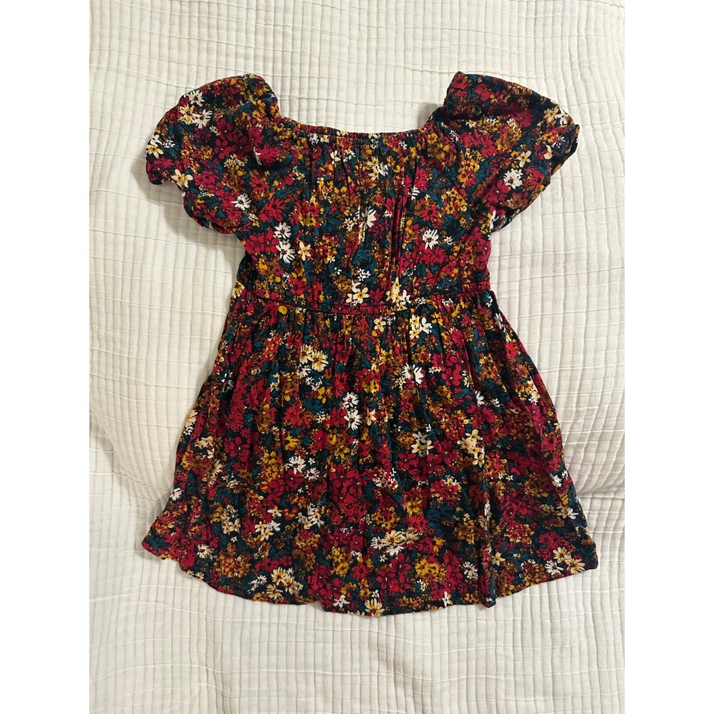 Old Navy Girls Fall Floral Smocked Waist Dress Short Puff Sleeve Toddler 4T